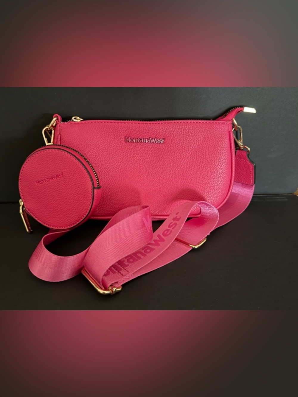 Montana West Hot Pink Pebble Crossbody with Coin Pouch